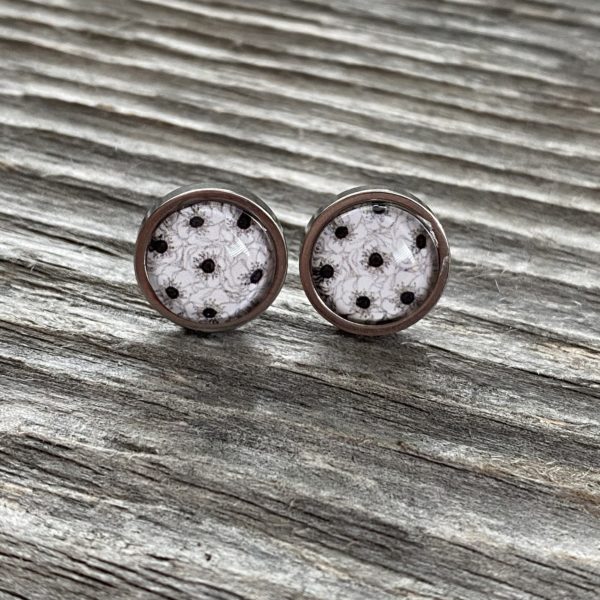 Ohrstecker " schwarz-weiss Flowers"
