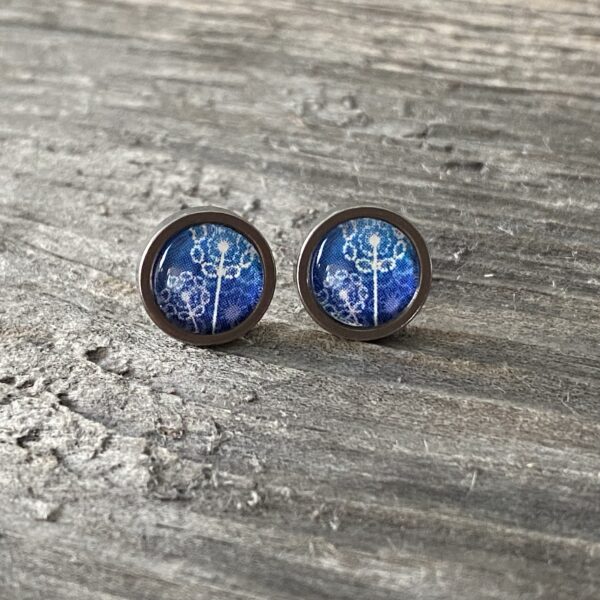 Ohrstecker " Pusteblüten blau-weiss"